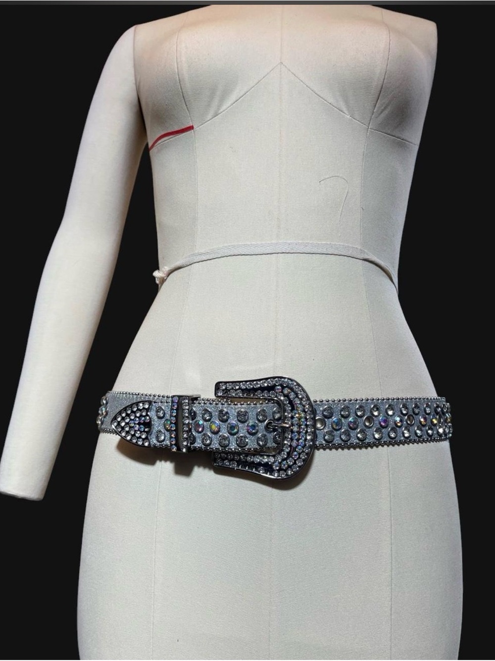 Silver Rhinestone Western Studded Statement Belt Bling